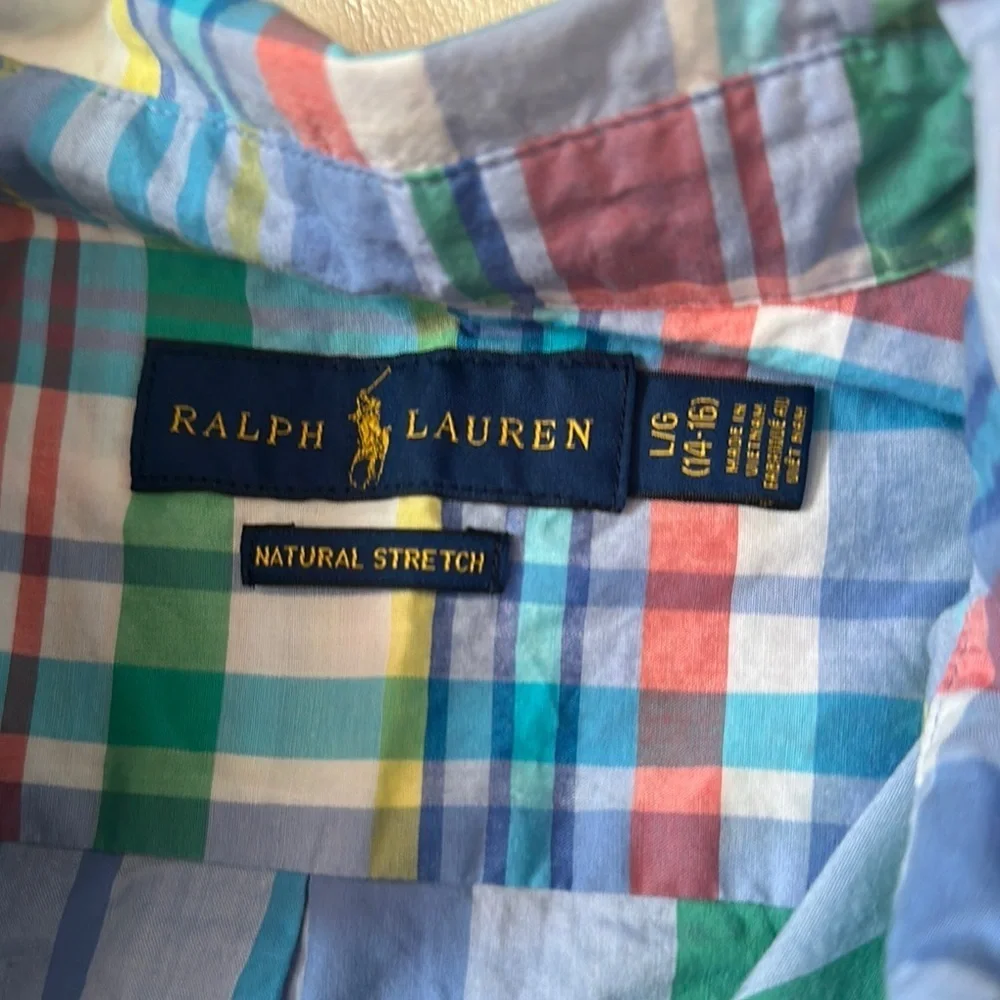 Ralph Lauren Blue and Red Casual Button Down Shirt